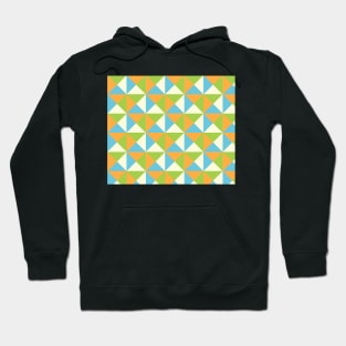 Orange Lime Blue Cream Retro Geometric Triangle Pattern Hoodie